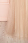 Rosina Taupe Sequins & Tulle Maxi Prom Dress | Boutique 1861  bottom close-up