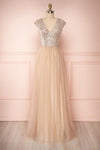 Rosina Taupe Sequins & Tulle Maxi Prom Dress | Boutique 1861
