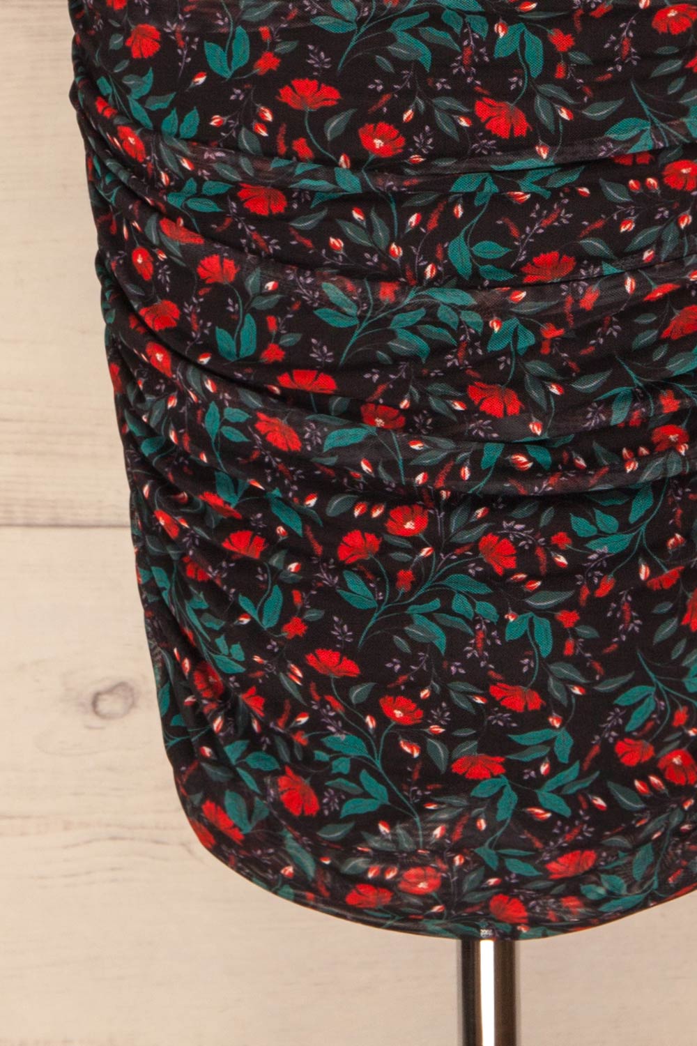Rossano Black Floral Dress | Robe Fleurie | La Petite Garçonne bottom close-up