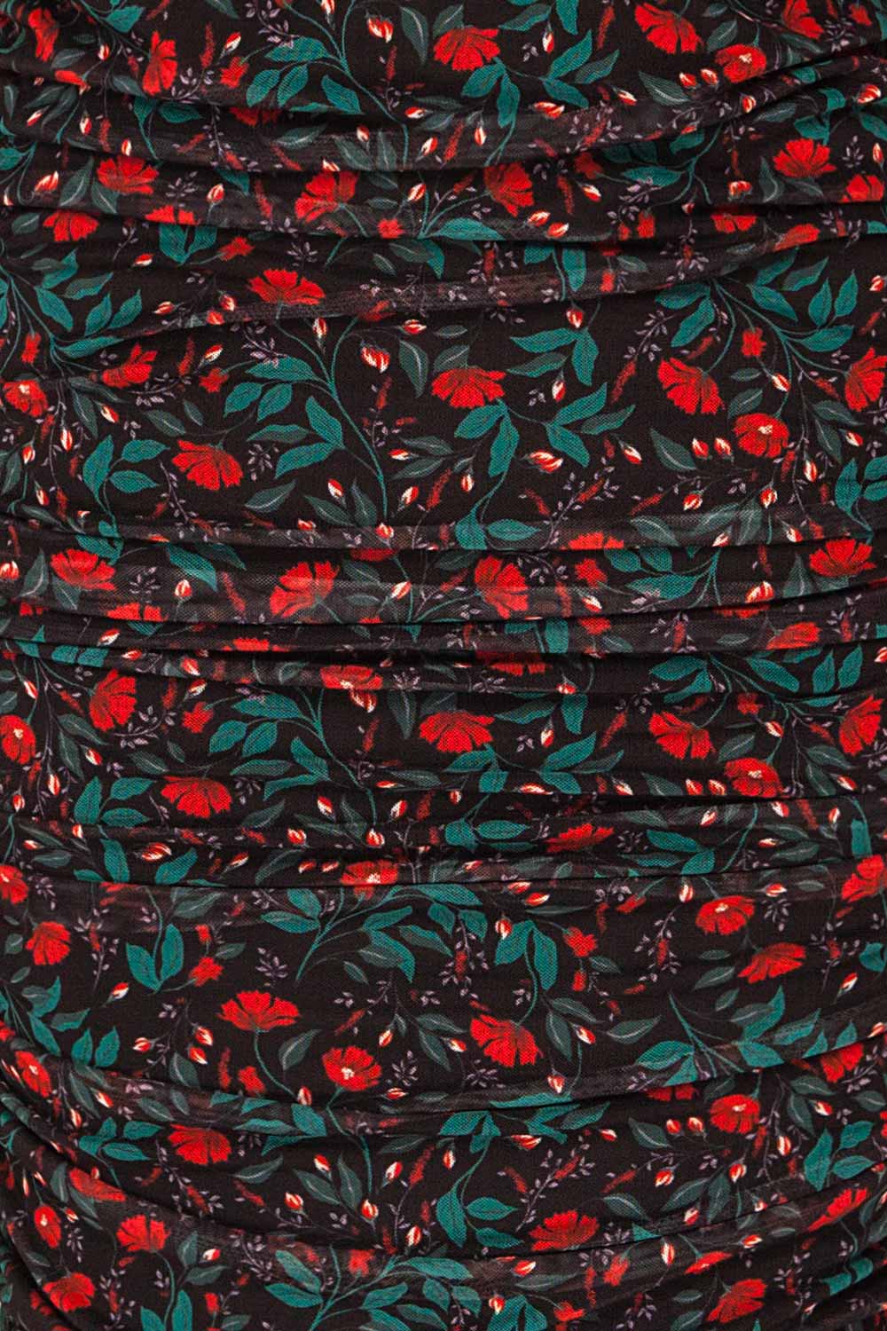 Rossano Black Floral Dress | Robe Fleurie | La Petite Garçonne fabric detail 