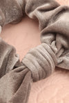 Rouma Grey Velvet Hair Scrunchie | Boutique 1861 close-up