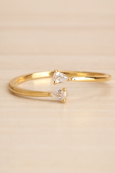 Routrar Gold Ring with Crystals | La petite garçonne flat close-up
