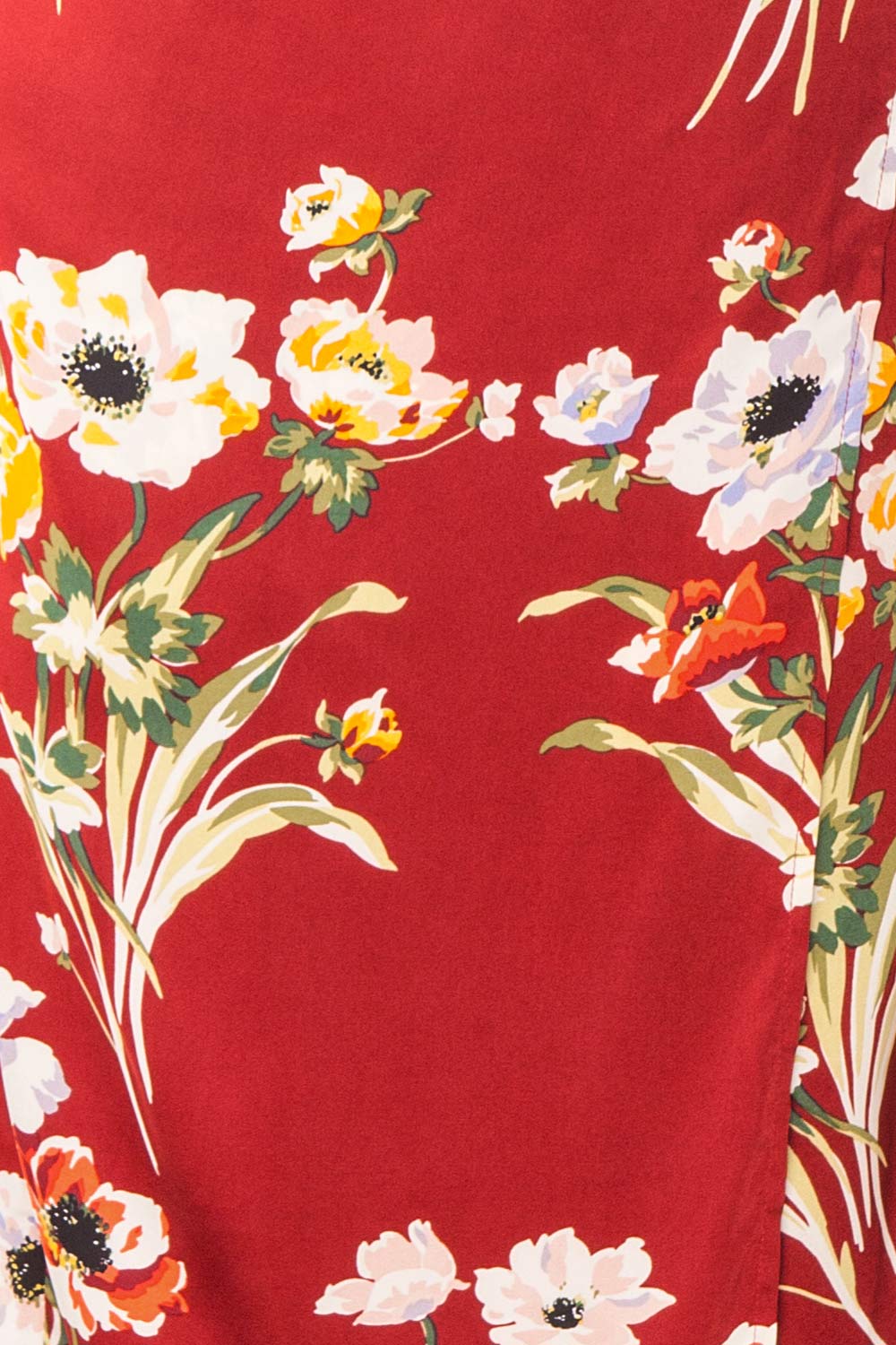 Roxanna Red Cowl Neck Floral Satin Slip Dress