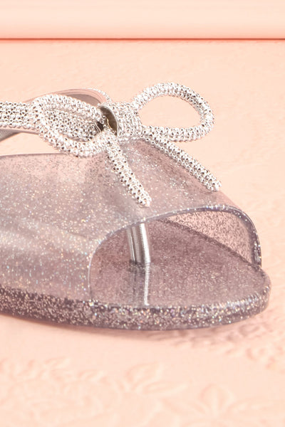Rubens Twilight Silver Glitter Bow Slip-On Sandals | Boutique 1861 4