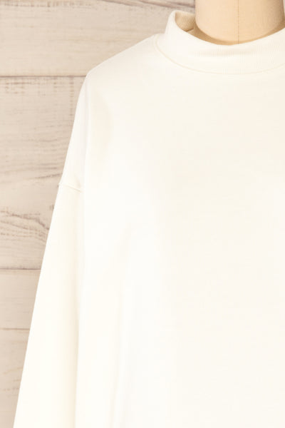 Ruby Crewneck Cream Oversized Sweater | La petite garçonne front close-up
