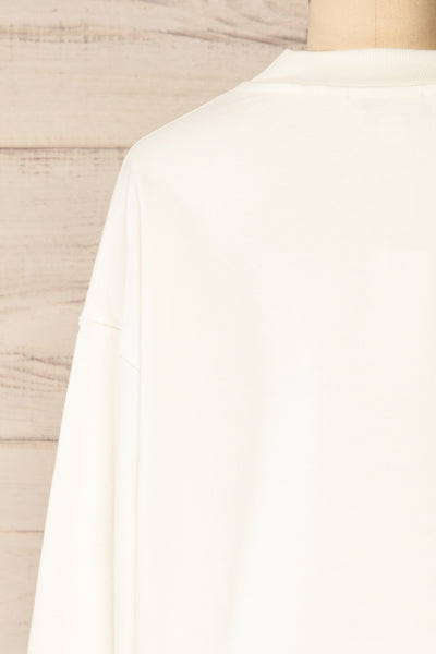 Ruby Crewneck Cream Oversized Sweater | La petite garçonne back close-up