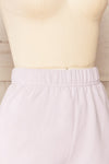 Ruby Short Lilac Jogger Shorts w/ Side Pockets | La petite garçonne side close-up