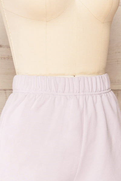 Ruby Short Lilac Jogger Shorts w/ Side Pockets | La petite garçonne side close-up