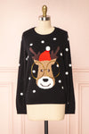 Rudolph Black Knit Christmas Sweater | Boutique 1861 front view