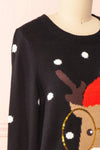 Rudolph Black Knit Christmas Sweater | Boutique 1861 side close-up