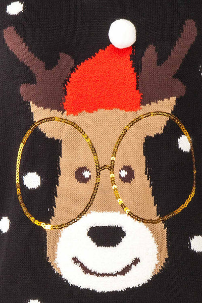 Rudolph Black Knit Christmas Sweater | Boutique 1861 fabric