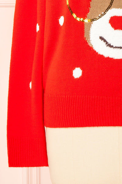 Rudolph Red Knit Christmas Sweater | Boutique 1861 bottom