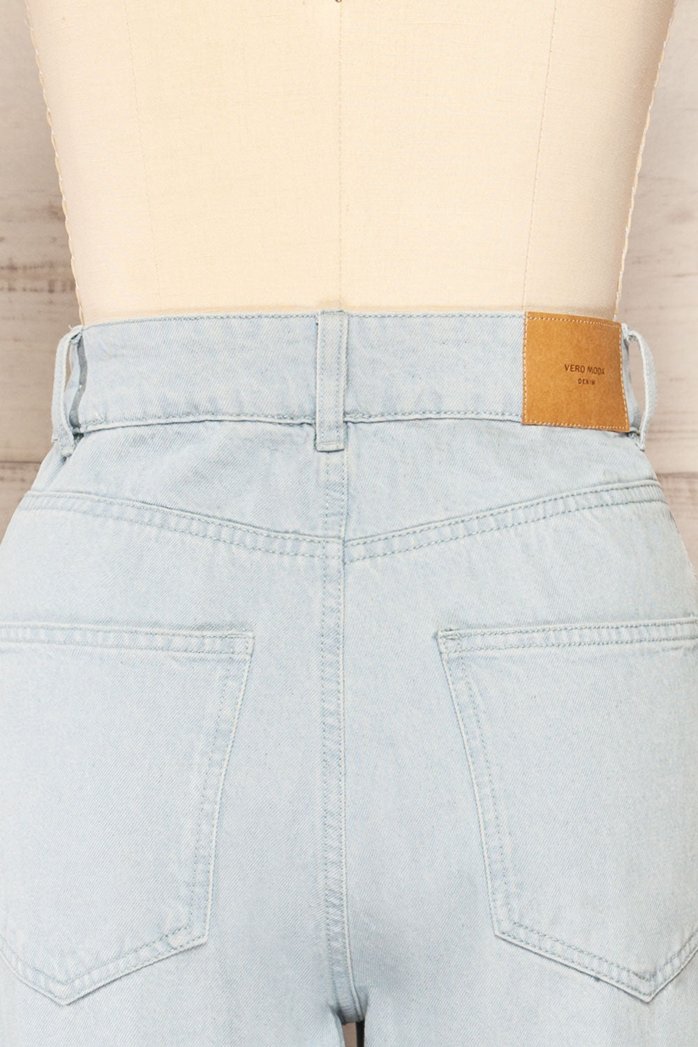 Rugby Blue High-Waisted Wide Leg Jeans | La petite garçonne back close-up