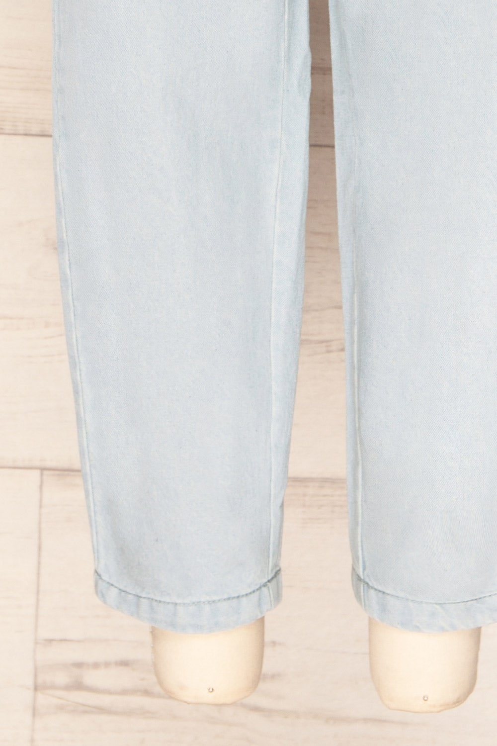 Rugby Blue High-Waisted Wide Leg Jeans | La petite garçonne bottom close-up