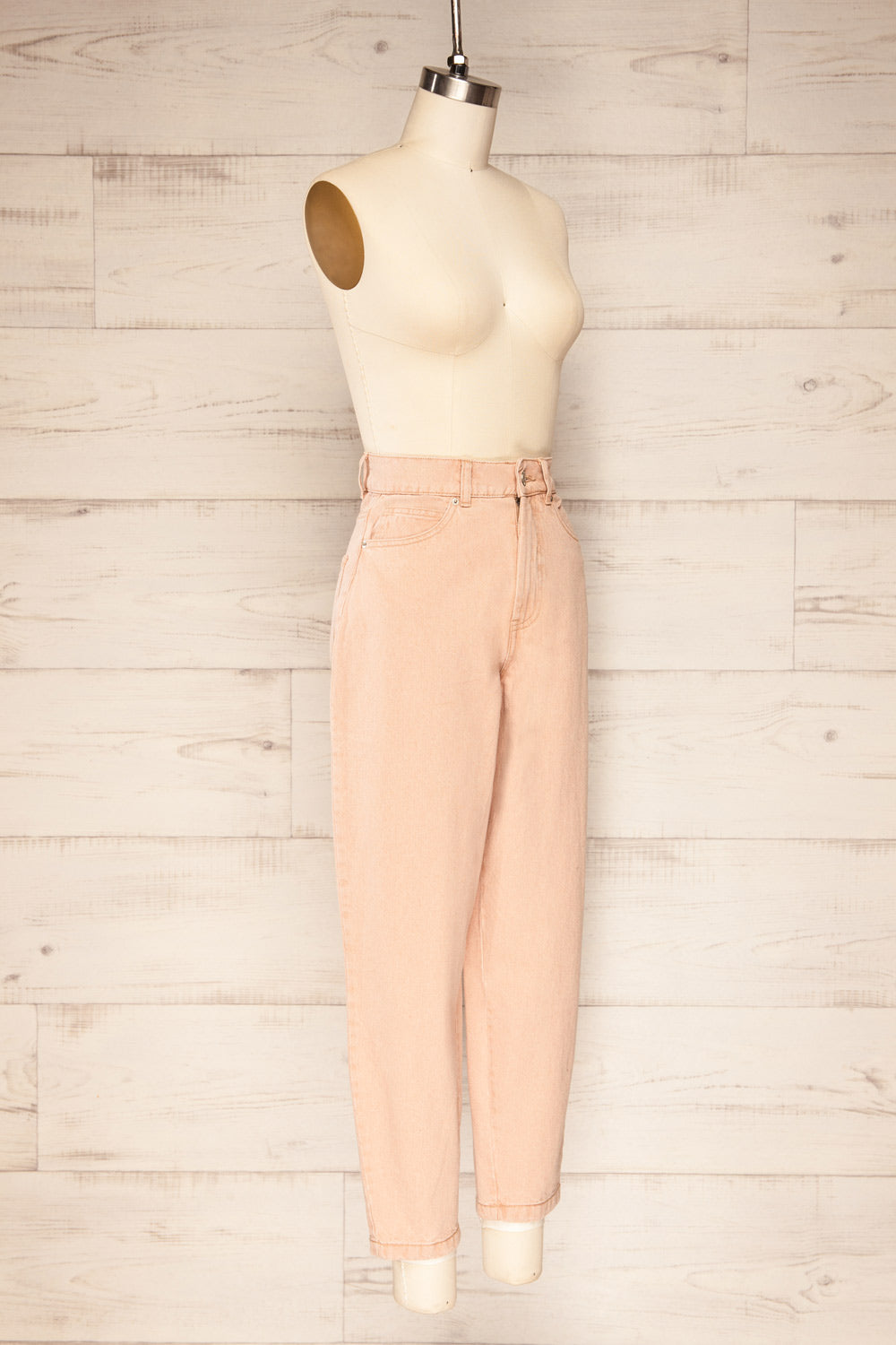 Rugby Light Peach High-Waisted Wide Leg Jeans | La petite garçonne side view