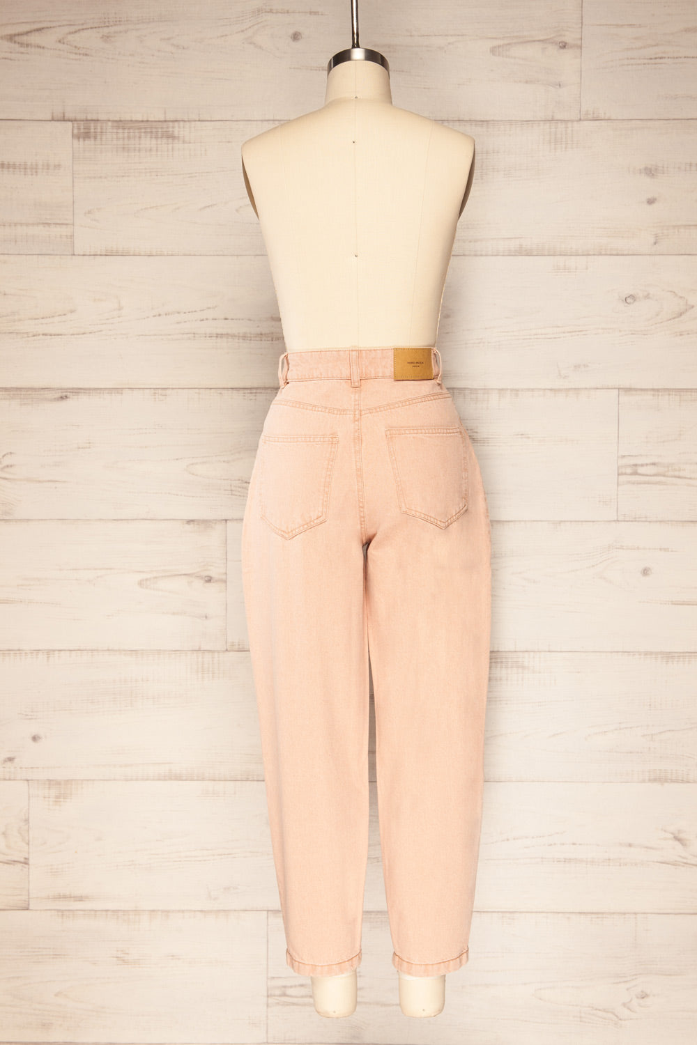 Rugby Light Peach High-Waisted Wide Leg Jeans | La petite garçonne back view