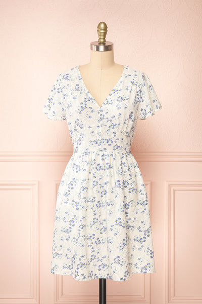 Runna Ivory Floral Short Dress | Boutique 1861 front view