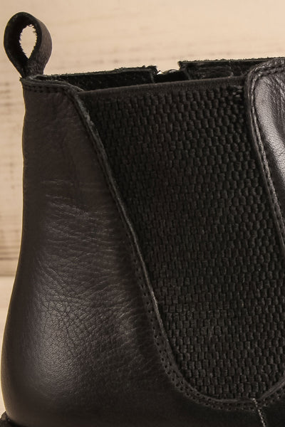 Rurrena Black Chelsea Leather Boots | La petite garçonne side back close-up