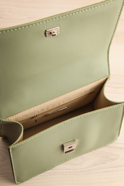 Rutaro Green Handbag w/ Removable Strap | La petite garçonne inside view