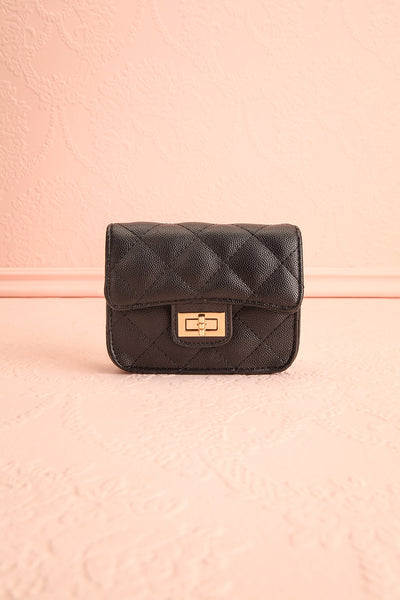Ruth Black | Small Clutch Bag w/ Pearl Strap front view