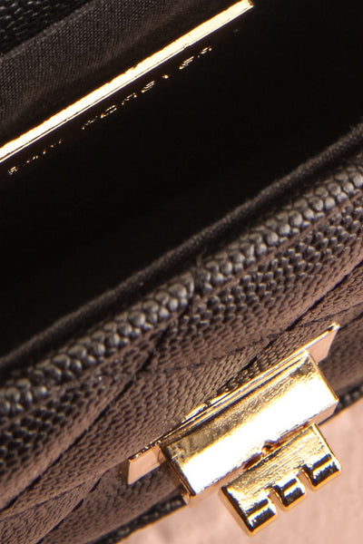 Ruth Black | Small Clutch Bag w/ Pearl Strap inside close-up