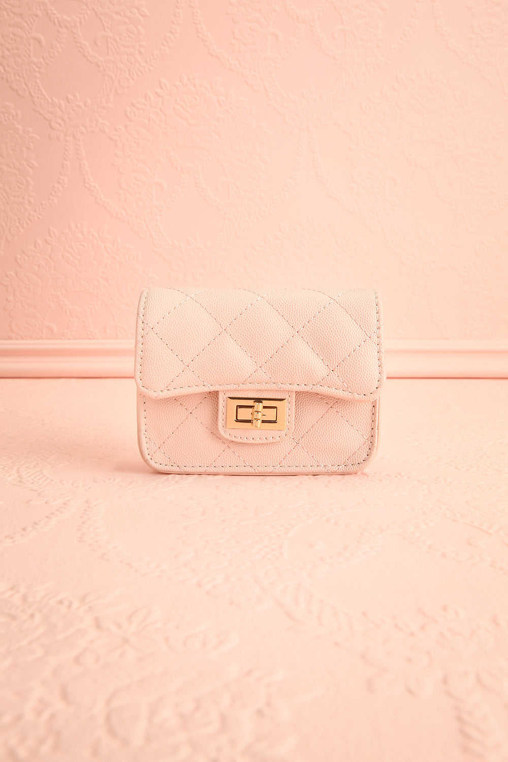 Ruth Blush Small Clutch Bag w/ Pearl Strap | Boutique 1861 front view