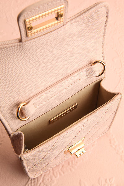 Ruth Blush Small Clutch Bag w/ Pearl Strap | Boutique 1861 inside view