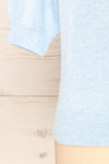 Rutril Blue Soft Knit Top w/ Puff Sleeves | La petite garçonne  bottom