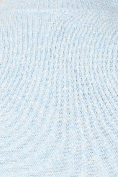 Rutril Blue Soft Knit Top w/ Puff Sleeves | La petite garçonne fabric