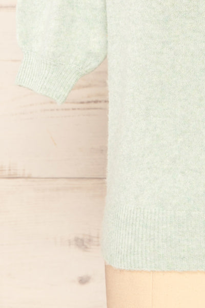 Rutril Mint Soft Knit Top w/ Puff Sleeves | La petite garçonne  bottom