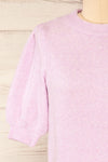 Rutril Lilac Soft Knit Top w/ Puff Sleeves | La petite garçonne front close-up