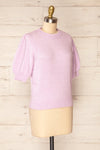 Rutril Lilac Soft Knit Top w/ Puff Sleeves | La petite garçonne side view