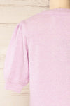 Rutril Lilac Soft Knit Top w/ Puff Sleeves | La petite garçonne back close-up