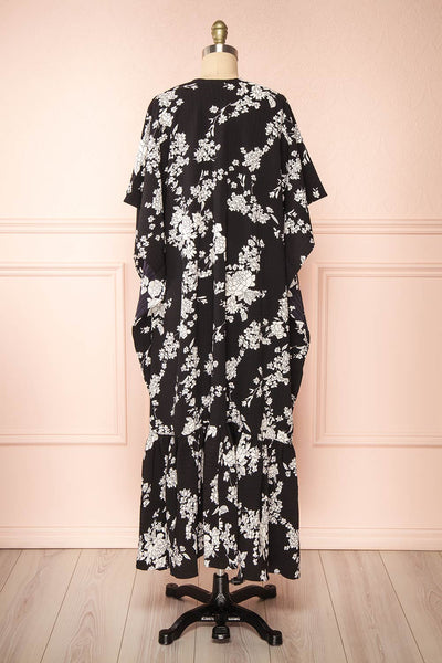 Rutta Black Floral Kimono w/ Ruffles | Boutique 1861 back view