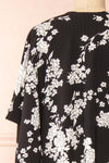 Rutta Black Floral Kimono w/ Ruffles | Boutique 1861 back close-up