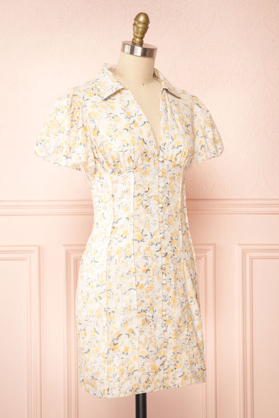 Ruxandra Fitted Button-Up Floral Midi Dress | Boutique 1861  side view