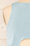 Rylee Blue Cropped Tank Top w/ Back Bow | La petite garçonne back close-up