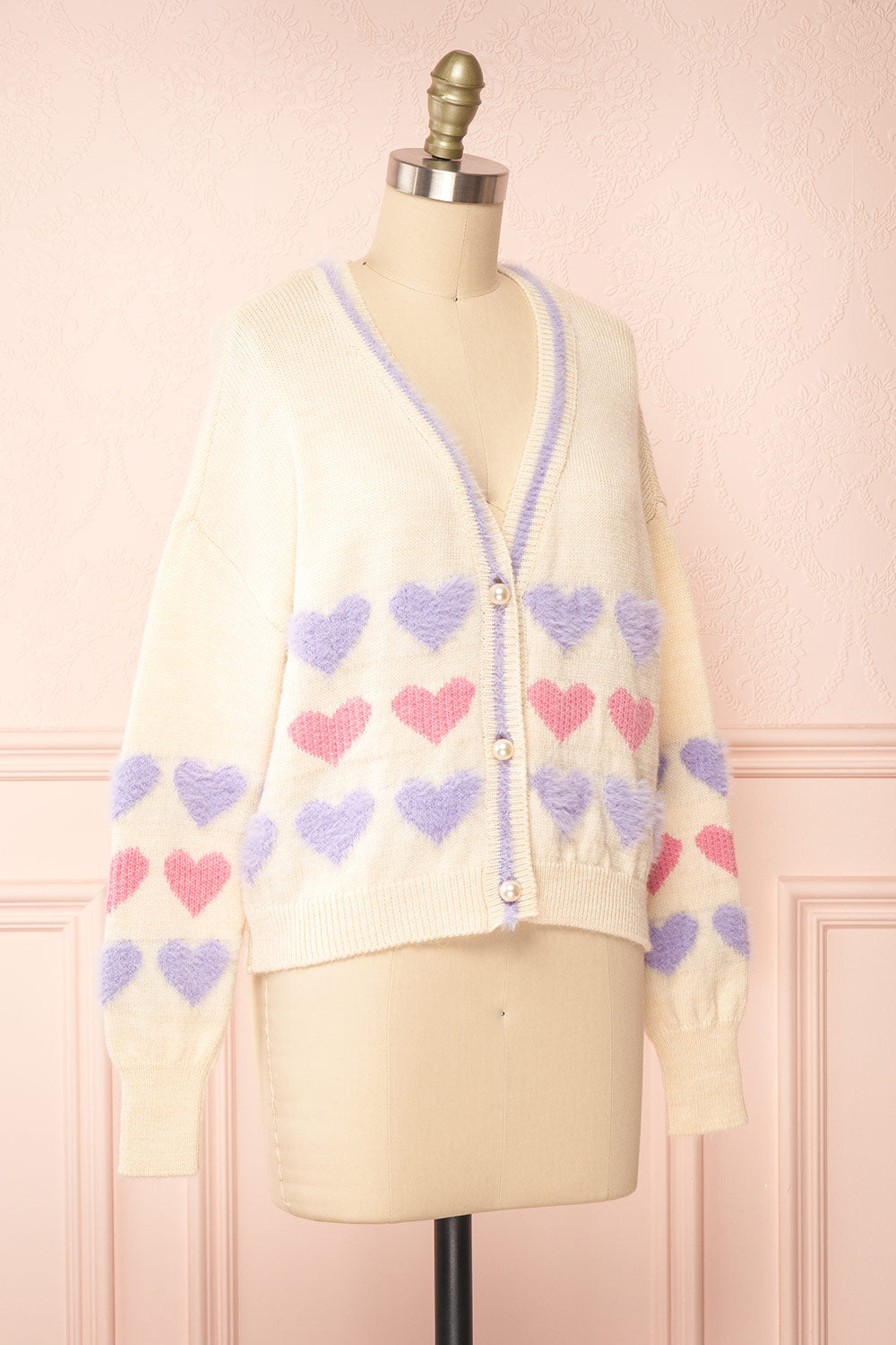 Sabina Knitted Cardigan w/ Heart Embroidery Boutique 1861