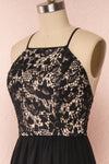 Sabira Black Maxi Dress | Robe Noire side close up | Boutique 1861