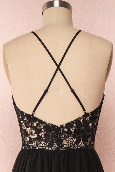 Sabira Black Maxi Dress | Robe Noire back close up | Boutique 1861