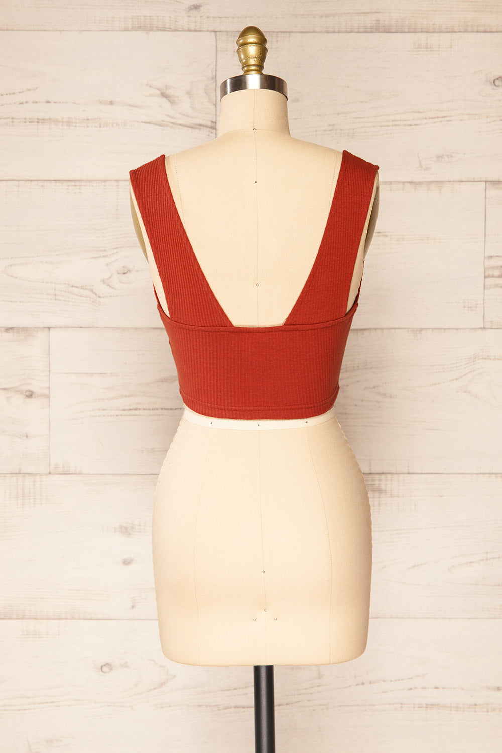 Sacz Rust Large Straps Cropped Tank Top | La petite garçonne back view 