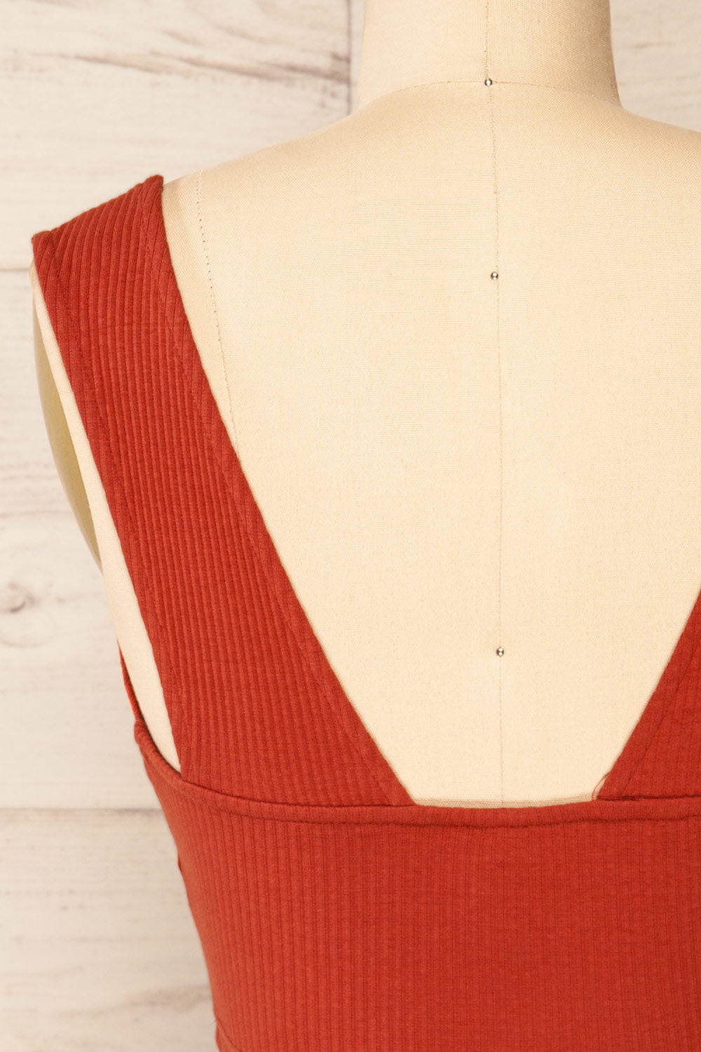 Sacz Rust Large Straps Cropped Tank Top | La petite garçonne back close-up