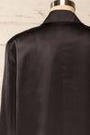 Sadabell Black Satin Oversized Blazer | La petite garçonneback close up