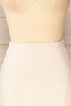 Sadye Beige Faux-Linen High-Waisted Skirt | La petite garçonne  front close-up