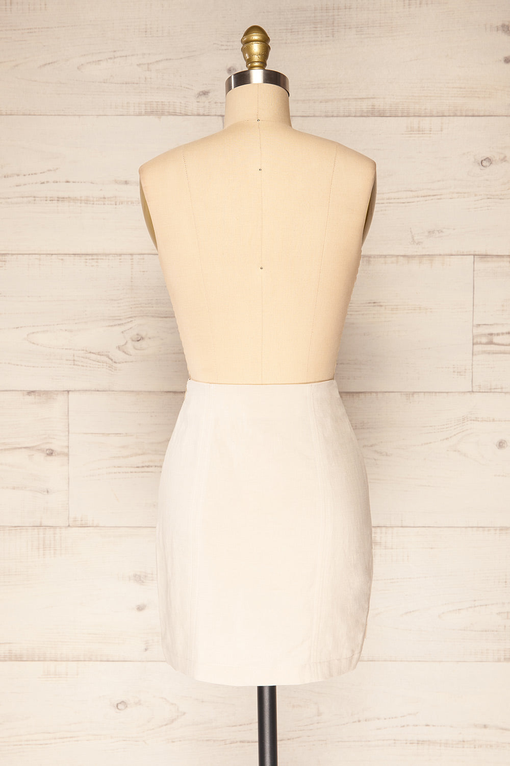 Sadye Beige Faux-Linen High-Waisted Skirt | La petite garçonne  back view 