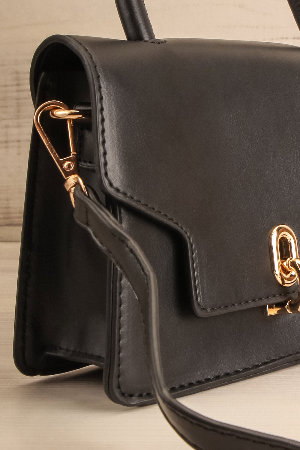 Sagittarius Black Small Handbag | La petite garçonne side close-up