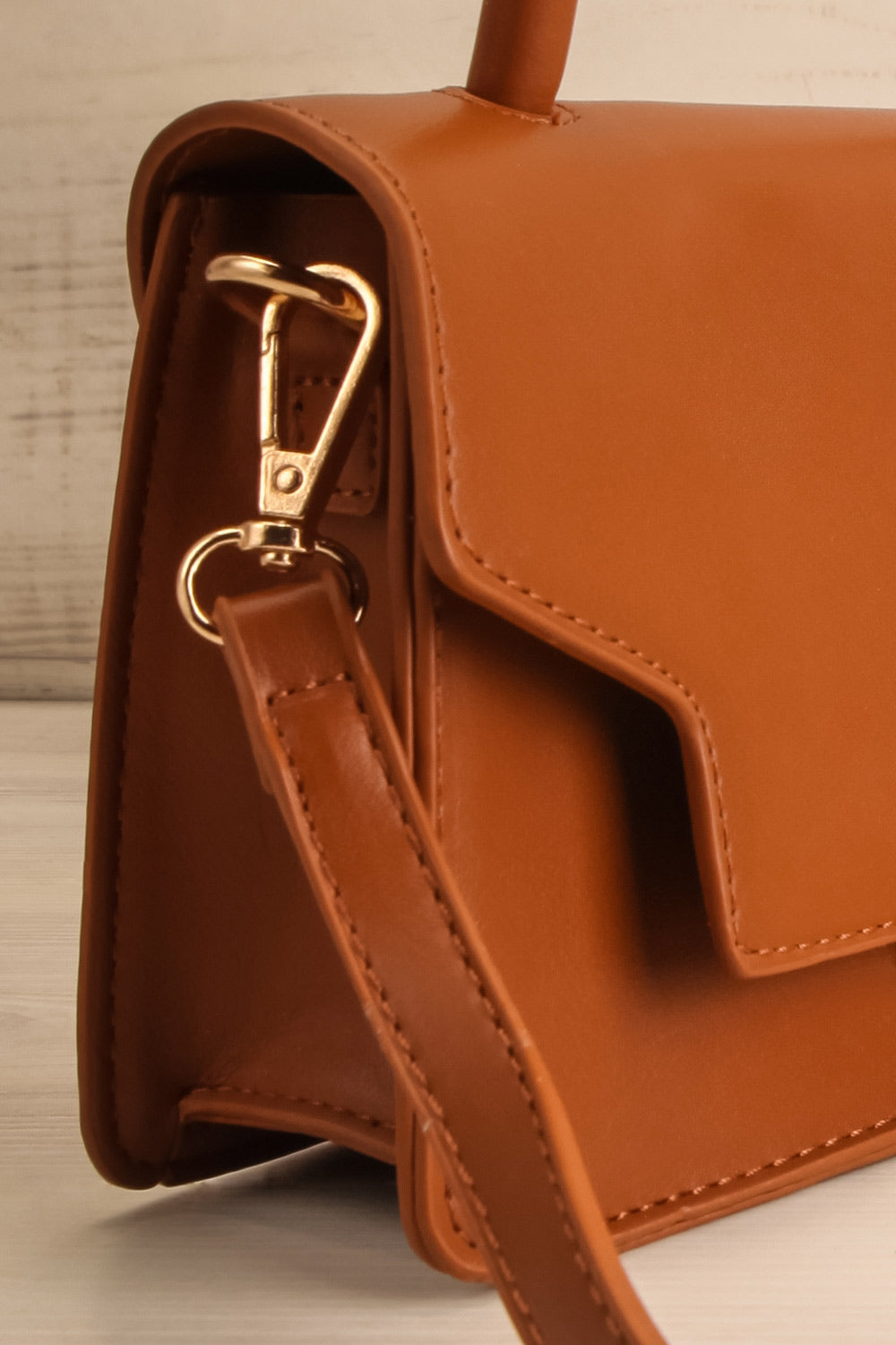 Sagittarius Brown Small Handbag | La petite garçonne side close-up