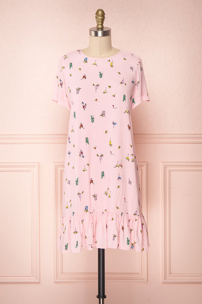 Sakon Pink Printed Summer Tunic Dress | Boutique 1861