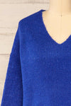 Saler Blue Oversized Knitted Sweater | La petite garçonne front close-up