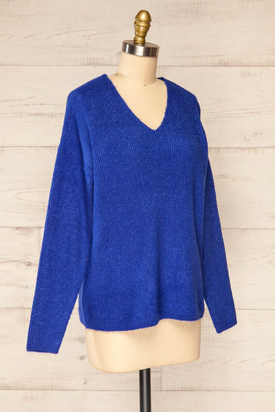 Saler Blue Oversized Knitted Sweater | La petite garçonne side view